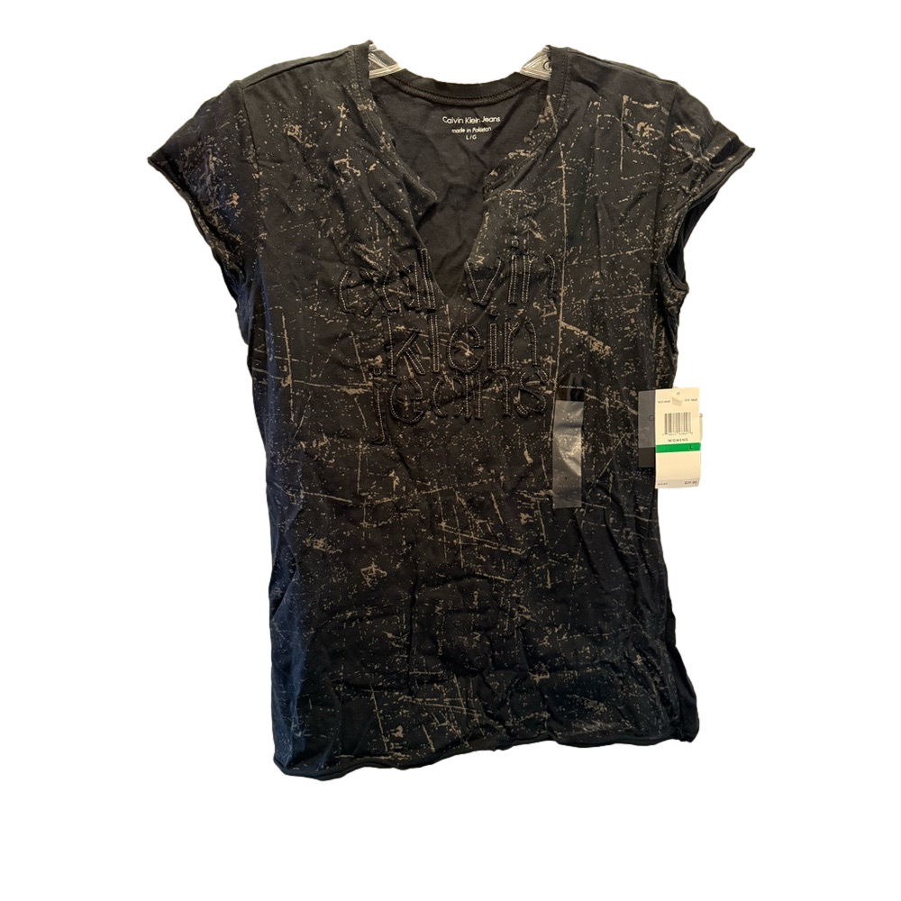 Calvin Klein Jeans Black Speckled Logo Short Sleeve Tee